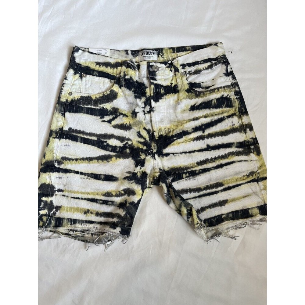 NWT $189 AGOLDE DENIM RUMI SHORT MID LENGTH TIE DYE JEAN SHORTS SIZE 27